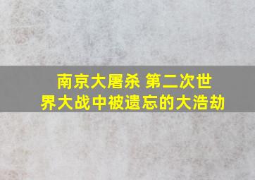 南京大屠杀 第二次世界大战中被遗忘的大浩劫